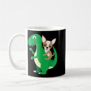 Chihuahua Reitet T-Rex Dinosaur Dino Hund Hallowee Kaffeetasse