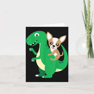 Chihuahua Reitet T-Rex Dinosaur Dino Hund Hallowee Karte
