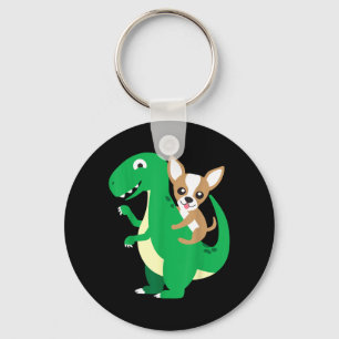Chihuahua Reitet T-Rex Dinosaur Dino Hund Hallowee Schlüsselanhänger