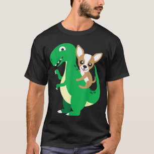 Chihuahua Reitet T-Rex Dinosaur Dino Hund Hallowee T-Shirt