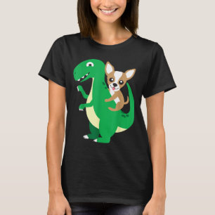 Chihuahua Reitet T-Rex Dinosaur Dino Hund Hallowee T-Shirt