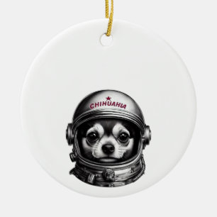 Chihuahua, Retro-Sowjetischer Weltraumhund-Reisend Keramik Ornament