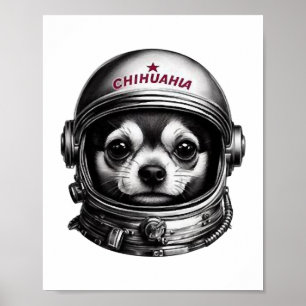 Chihuahua, Retro Sowjetischer Weltraumhund-Reisend Poster