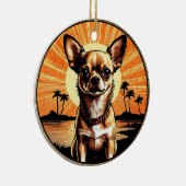 Chihuahua Retro Sunset Dog Lover Keramik Ornament (Rechts)