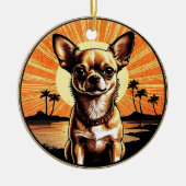 Chihuahua Retro Sunset Dog Lover Keramik Ornament (Vorne)