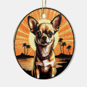 Chihuahua Retro Sunset Dog Lover Keramik Ornament (Links)