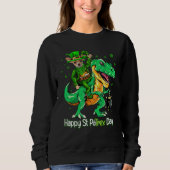 Chihuahua Riding Dinosaur Patricks Day Shamrock Sweatshirt (Vorderseite)