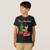 Chihuahua Riding Red Truck Merry Christmas Dog Lov T-Shirt (Vorne ganz)