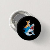 Chihuahua Riding Shark Jawsome Space Galaxy Angepa Button (Vorne & Hinten)