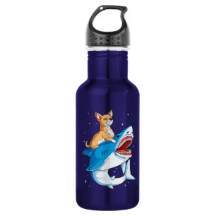 Chihuahua Riding Shark Jawsome Space Galaxy Angepa Edelstahlflasche