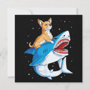 Chihuahua Riding Shark Jawsome Space Galaxy Angepa Mitteilungskarte