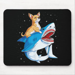 Chihuahua Riding Shark Jawsome Space Galaxy Angepa Mousepad