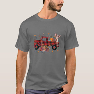 Chihuahua Riding Truck Pumpkin Autumn Leaves Fall T-Shirt