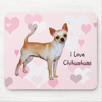 Chihuahua-rosa u. weiße Herzen Mousepad