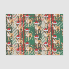 Chihuahua Santa Dog am Karierten Weihnachtsfeierta Seidenpapier