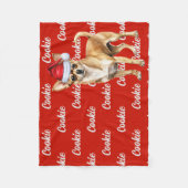 Chihuahua Santa Dog mit Individuelle Name Weihnach Fleecedecke (Vorderseite)