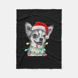 chihuahua santa Weihnachtsbaum leuchtet Weihnachts Fleecedecke