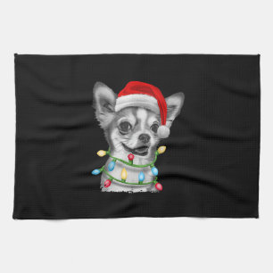 chihuahua santa Weihnachtsbaum leuchtet Weihnachts Geschirrtuch