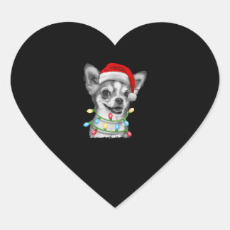 chihuahua santa Weihnachtsbaum leuchtet Weihnachts Herz-Aufkleber