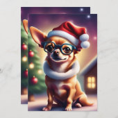 Chihuahua Santa Weihnachtskarte Feiertagskarte (Vorne/Hinten)