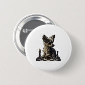 Chihuahua Schach-Spielerkönigin Button (Vorne & Hinten)