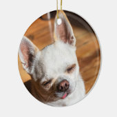 Chihuahua-schläfriger Squint entspanntes Zungenaus Keramik Ornament (Links)