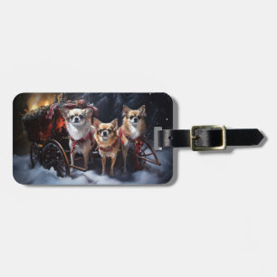 Chihuahua Schneeschlitten Weihnachtsdekoration  Gepäckanhänger