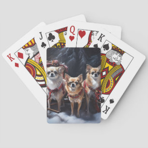 Chihuahua Schneeschlitten Weihnachtsdekoration  Spielkarten