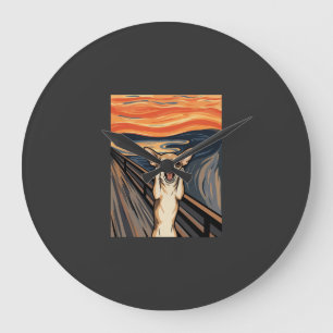 Chihuahua-Schrei-Expressionist-Hundekunst_1 Große Wanduhr