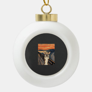 Chihuahua-Schrei-Expressionist-Hundekunst_1 Keramik Kugel-Ornament