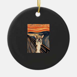 Chihuahua-Schrei-Expressionist-Hundekunst_1 Keramik Ornament