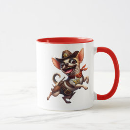Chihuahua, Sheriff des Wilden Westens mit seinem S Tasse