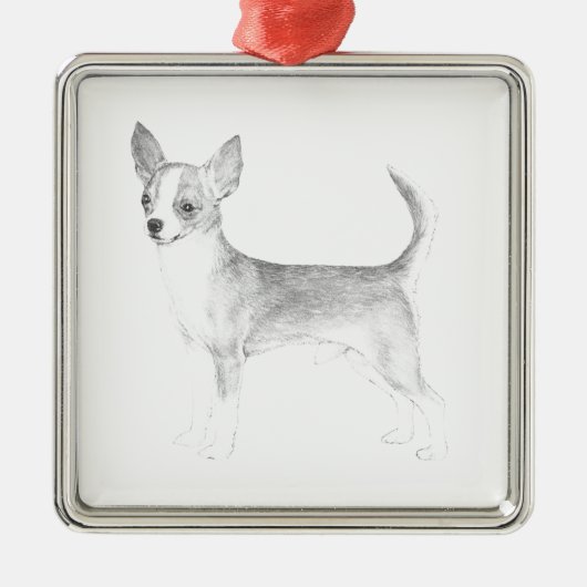 Chihuahua Silbernes Ornament (Vorne)