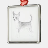 Chihuahua Silbernes Ornament (Links)