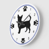 Chihuahua-Silhouette Große Wanduhr (Winkel)