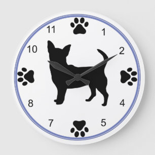 Chihuahua-Silhouette Große Wanduhr