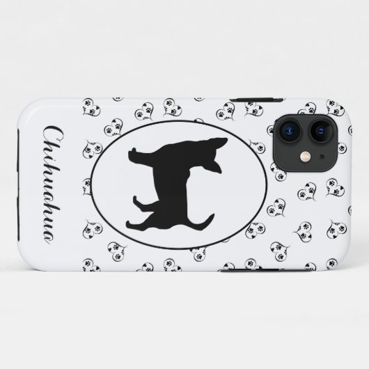 Chihuahua Silhouette Herz und Paw Prints Case-Mate iPhone Hülle (Rückseite (Horizontal))