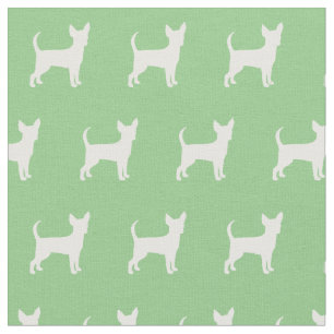 Chihuahua Silhouette Pet Sage Green Stoff