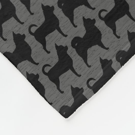 Chihuahua-Silhouetten schwarz und graues Muster Fleecedecke (Ecke)