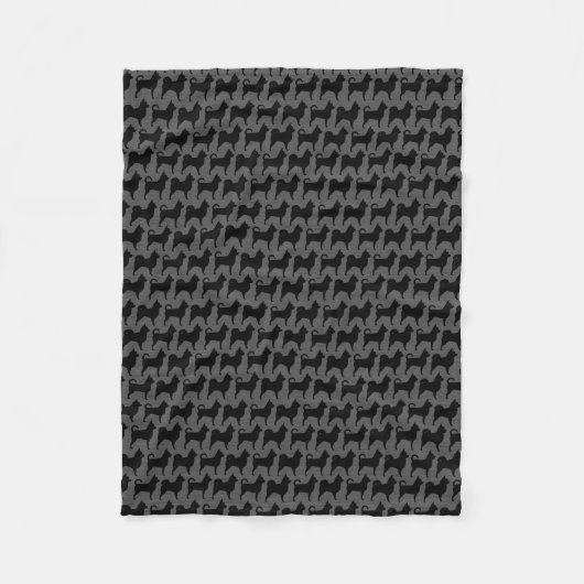 Chihuahua-Silhouetten schwarz und graues Muster Fleecedecke (Vorderseite)