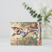 Chihuahua Sipping Tea im Garten Postkarte (Stehend Vorderseite)