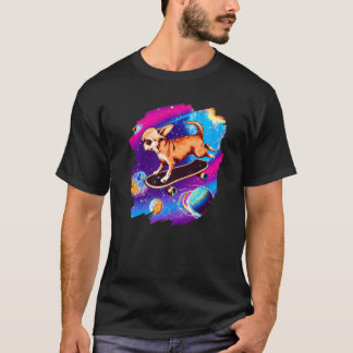 Chihuahua Skateboarding Weltraum Retro Vintage  T-Shirt