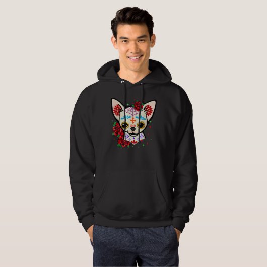 Chihuahua Skulls Day of the Dead Sugar Skull Hund  Hoodie (Vorne ganz)