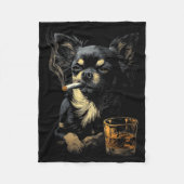 Chihuahua Smoking Cigarette Whisky Lover Funny Dog Fleecedecke (Vorderseite)