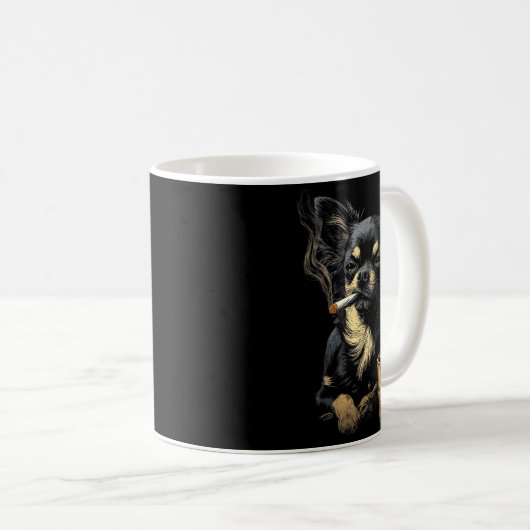 Chihuahua Smoking Cigarette Whisky Lover Funny Dog Kaffeetasse (VorderseiteRechts)