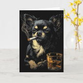 Chihuahua Smoking Cigarette Whisky Lover Funny Dog Karte (Gelbe Blume)