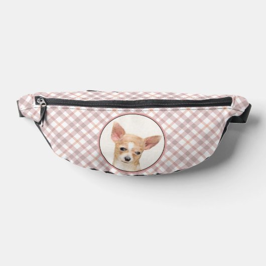 Chihuahua Smooth Coat Malerei Original Hunde Kunst Bauchtasche (Ablage )