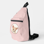 Chihuahua Smooth Coat Malerei Original Hunde Kunst Crossbody Bag (Rechte Ecke)
