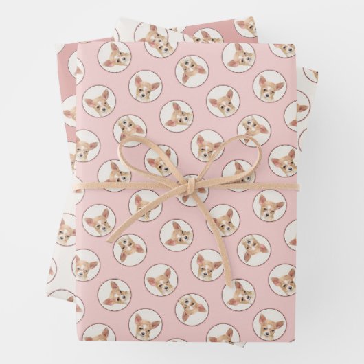 Chihuahua Smooth Coat Malerei Original Hunde Kunst Geschenkpapier Set (Beispiel)