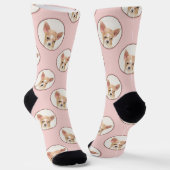Chihuahua Smooth Coat Malerei Original Hunde Kunst Socken (Gewinkelt)